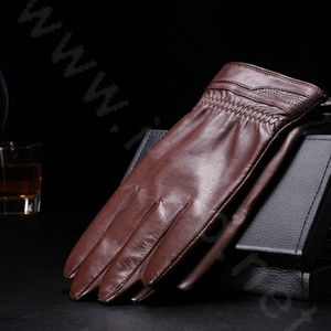 Allfond men mesh business winter waterproof cold-proof warm goatskin genuine leather gloves M - Coffee