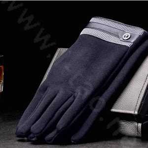 Allfond men touch screen gloves stretch cotton grid button winter warm business casual gloves - Blue