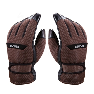 Allfond men winter thermal outdoor sport cold-proof ski motorcycle riding leather Gloves - Brown