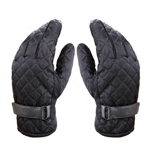 Allfond men winter warm outdoor sport windproof ski motorcycle riding buckle Suede Gloves - Black