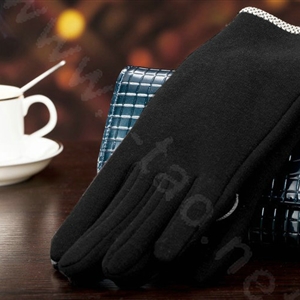 Allfond women touch screen gloves stretch cotton bow-knot winter warm solid color gloves - Black