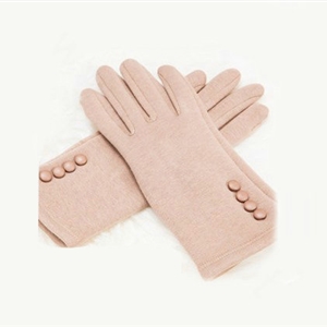 Allfond women touch screen gloves stretch cotton button winter warm solid color gloves - Beige