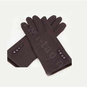 Allfond women touch screen gloves stretch cotton button winter warm solid color gloves - Coffee