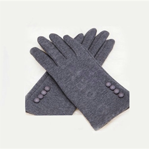 Allfond women touch screen gloves stretch cotton button winter warm solid color gloves - Gray