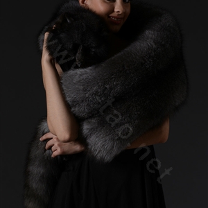Luxury fox fur scarf fashion Women Whole fox fur shawl winter warm tippet neck wrap - Silver blue