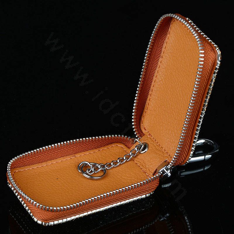 Luxury Crystal Auto Key Bag Genuine Leather Car Key Case Pocket Key Chain - Champagne