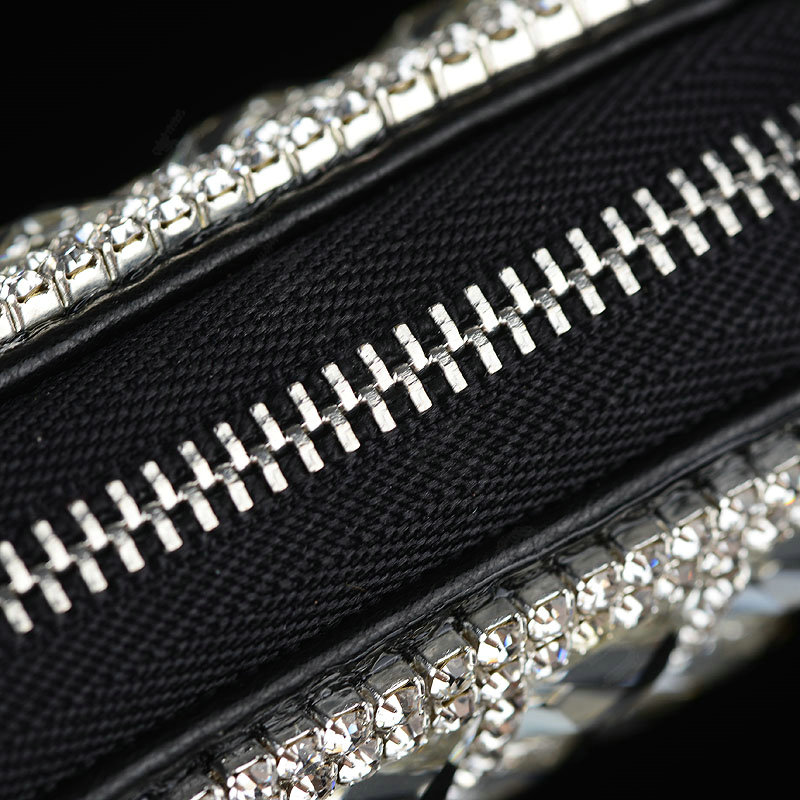 Luxury Crystal Auto Key Bag Pocket Genuine Leather Car Key Case Key Chain - Black A