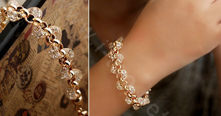 18k Rose Gold Plated Bracelets Bangles for Women champagne gold wire Zircon Crystal Jewelry