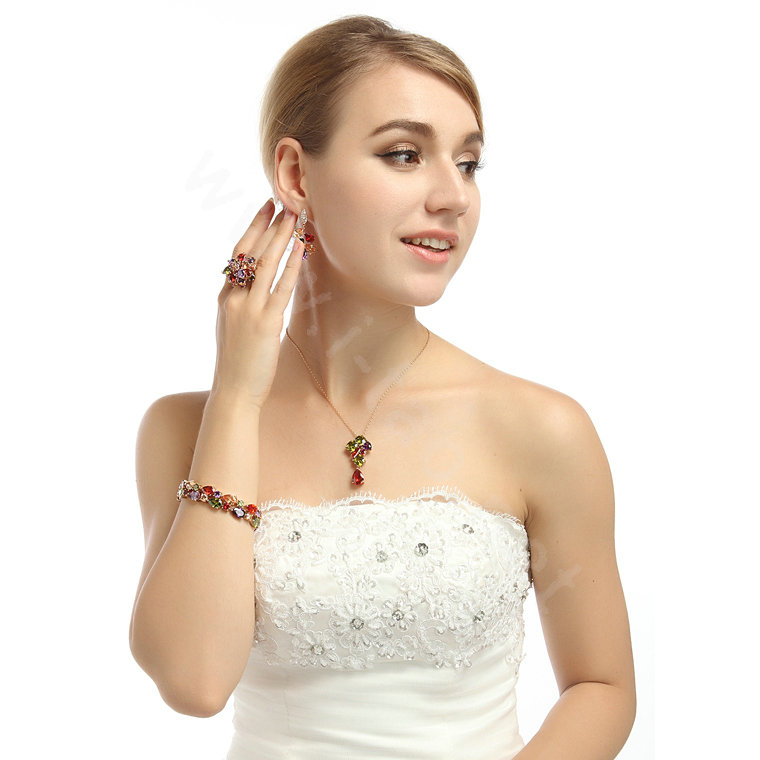 18k Rose Gold Plated CZ Pendant Necklace for Women Multicolor Crystal Zirconia Jewelry