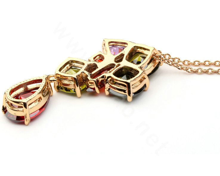 18k Rose Gold Plated CZ Pendant Necklace for Women Multicolor Crystal Zirconia Jewelry