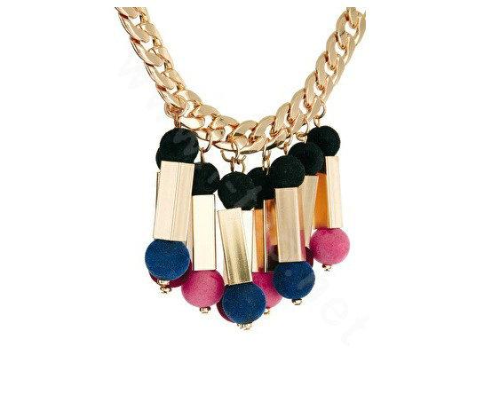 Exaggeration Women Choker Retro Pompons Alloy Gold Plated Bib Necklace Jewelry