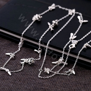 Fashion Punk Rivet crystal ball Pendant Choker long Bib Statement Necklace Women Jewelry - Silver