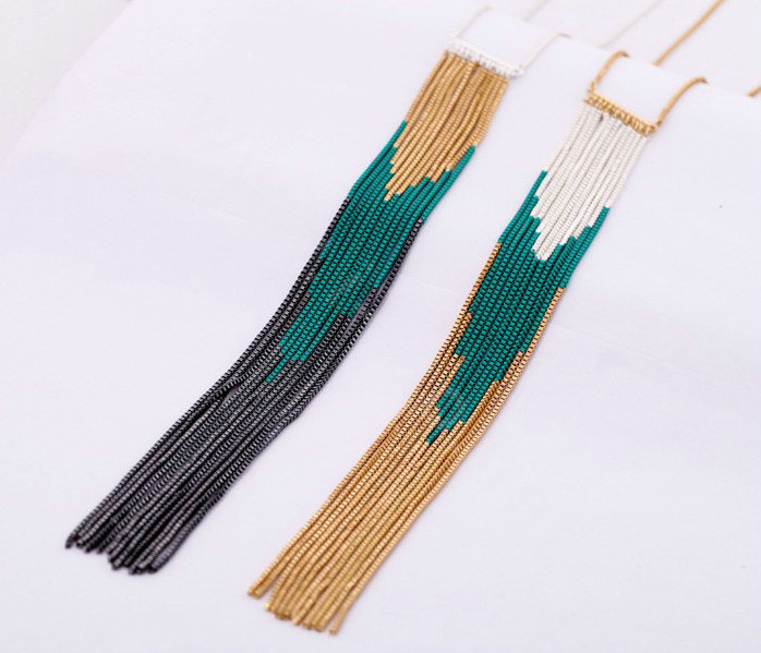 Fashion Retro Punk long Tassel Pendant Choker Gold Chain Statement Necklace Women Jewelry