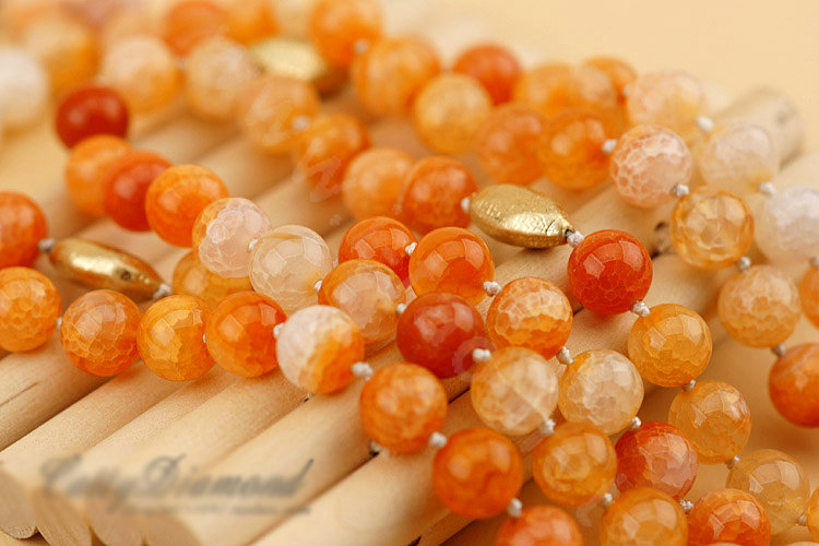 Fashion Women Luxury Choker Sweater chain Natural Gems Beads long Necklace Jewelry - Orange