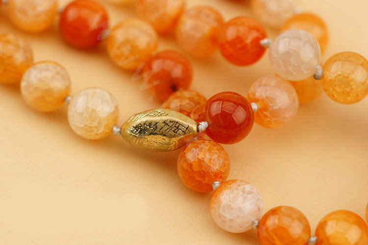 Fashion Women Luxury Choker Sweater chain Natural Gems Beads long Necklace Jewelry - Orange