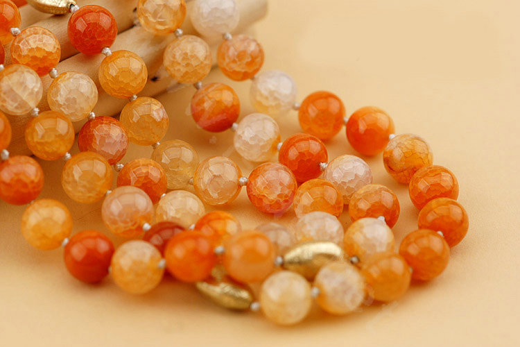 Fashion Women Luxury Choker Sweater chain Natural Gems Beads long Necklace Jewelry - Orange