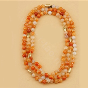 Fashion Women Luxury Choker Sweater chain Natural Gems Beads long Necklace Jewelry - Orange