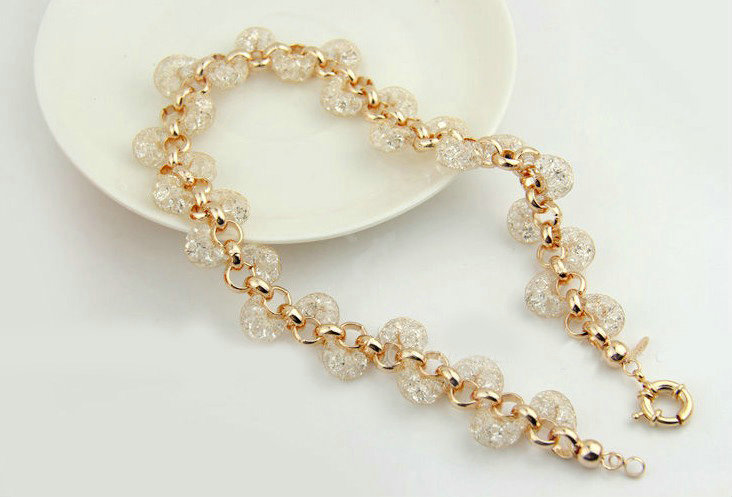 Luxury 18k Rose Gold Chain Necklace Champagne Wire Crystal Zircon Necklace Female Fashion Jewelry