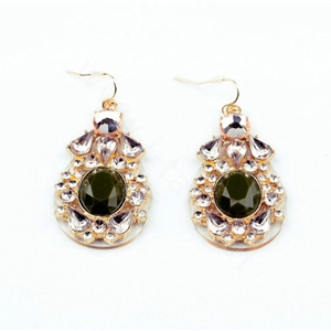 Luxury Crystal Green Gemstone Raindrop Dangle Earrings Gold Plated Women Fashion Jewelry