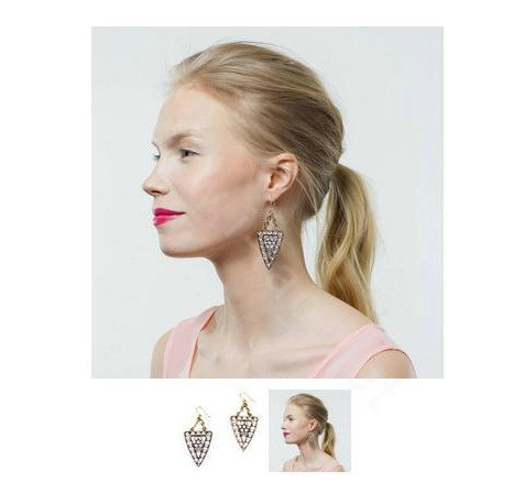 Luxury Crystal Retro punk triangle drop Earrings Gold Plated Women Fashion Jewelry