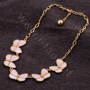 Luxury Crystal Shell Butterfly Pendant Choker Bib Statement Necklace Women Jewelry - Pink