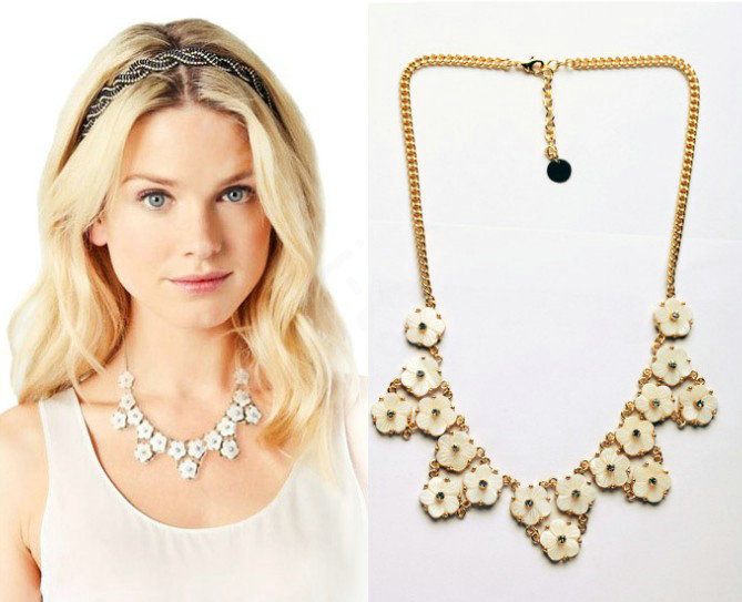 Luxury Crystal Shell Flower charm Pendant Choker Statement Necklace Women Jewelry - White