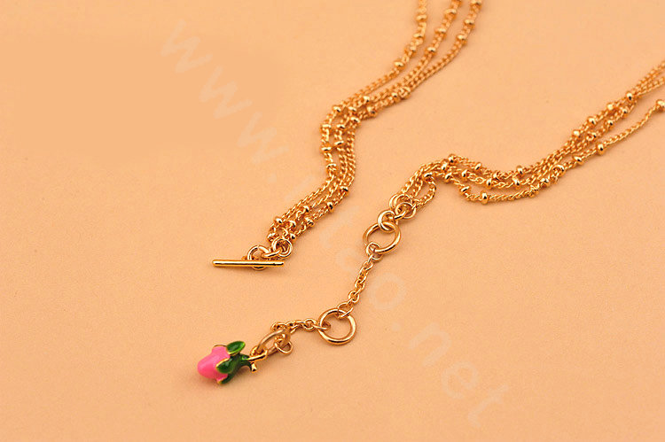 Luxury Elegant Women Choker Multilayer Crystal Pearl Flower Bib Necklace Jewelry - Rose