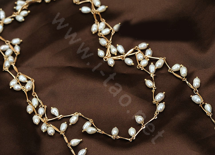 Luxury Fashion Women Choker Sweater chain Natural Pearl long Necklace Jewelry - White