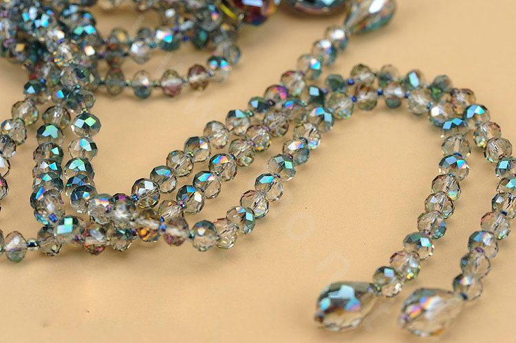 Luxury Fashion Women Choker Sweater chain bead Crystal Flower long Necklace Jewelry - Green