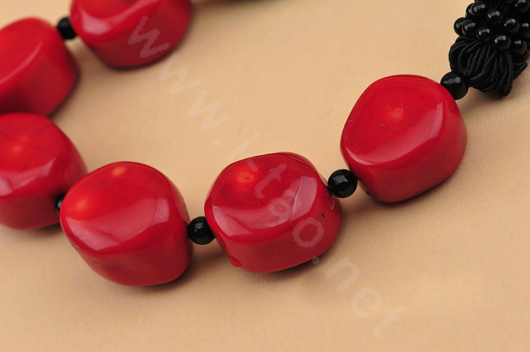 Luxury Fashion Women Exaggeration Choker Artificial coral Bib Necklace Jewelry - Red