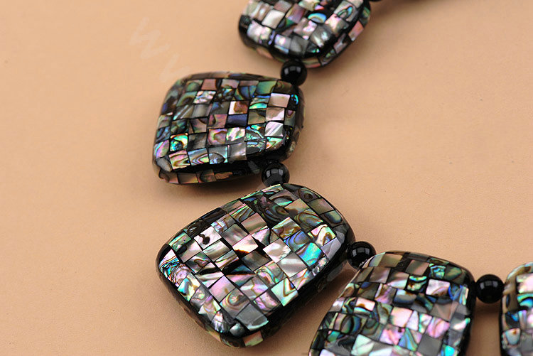 Luxury Fashion Women Exaggeration Choker Natural Shell Bib Necklace Jewelry - Black
