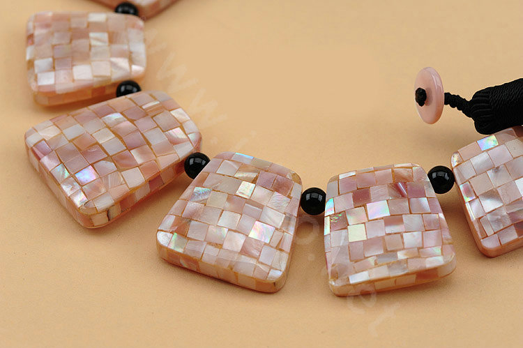 Luxury Fashion Women Exaggeration Choker Natural Shell Bib Necklace Jewelry - Pink