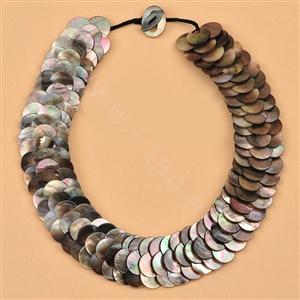 Luxury Fashion Women Exaggeration Choker Natural Shell Slice Bib Necklace Jewelry - Coffee