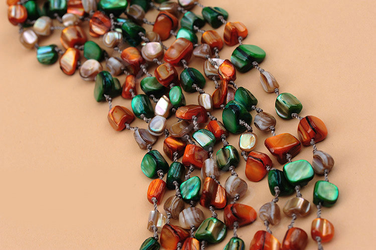 Luxury Fashion Women Exaggeration Choker Natural Shell multilayer Bib Necklace Jewelry - Green