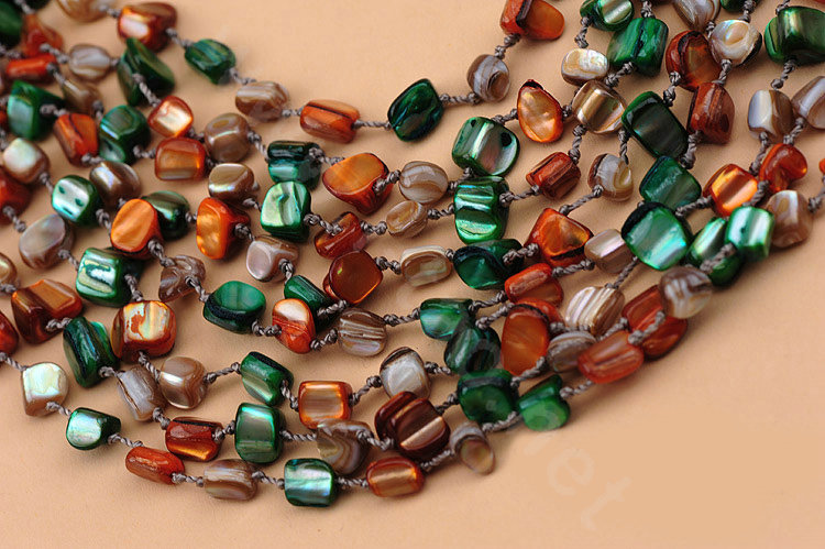 Luxury Fashion Women Exaggeration Choker Natural Shell multilayer Bib Necklace Jewelry - Green