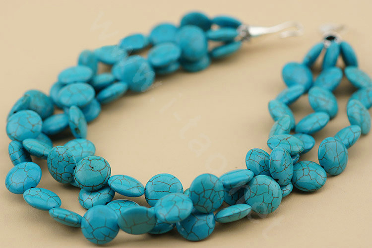 Luxury Fashion Women Exaggeration Choker Turquoise Gems multilayer Bib Necklace Jewelry - Blue