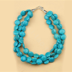 Luxury Fashion Women Exaggeration Choker Turquoise Gems multilayer Bib Necklace Jewelry - Blue