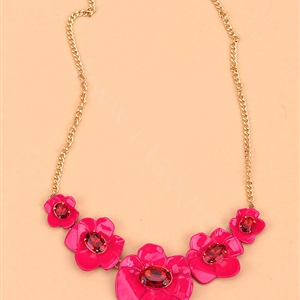 Luxury Simple Women Choker Gems Flower Bib Necklace Jewelry Gold plated - Rose