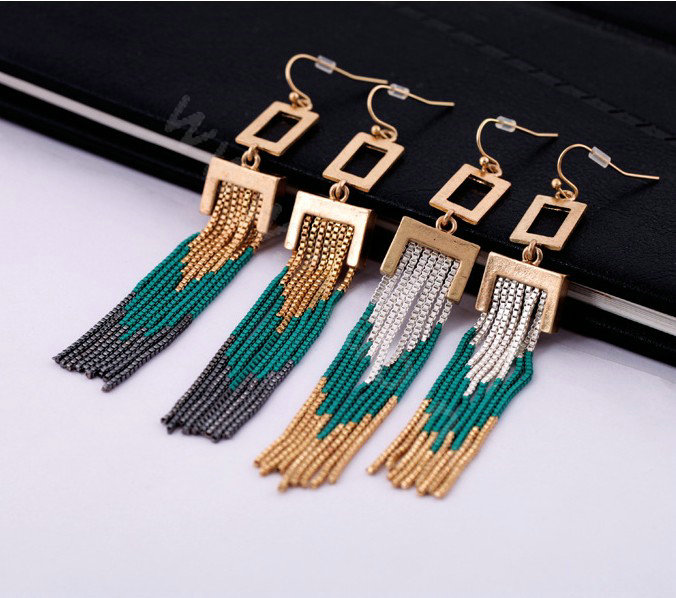 Luxury Unique Punk Tassel Drop Earrings Gold Plated Women Fashion Jewelry