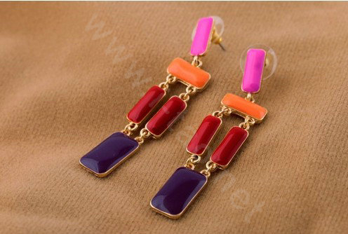 Luxury Unique Purple Gemstone Drop Stud Earrings Gold Plated Women Fashion Jewelry