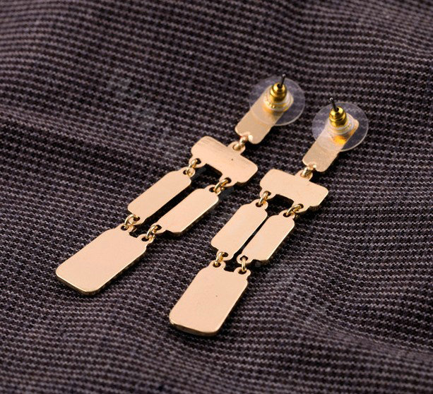 Luxury Unique White Gemstone Drop Stud Earrings Gold Plated Women Fashion Jewelry