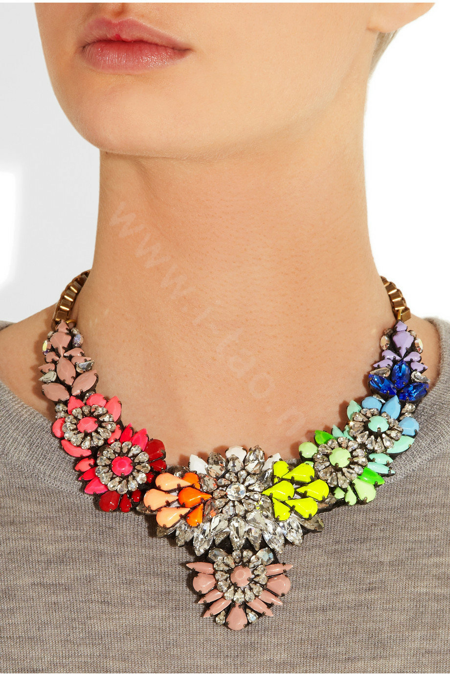 Luxury multicolor Crystal Flower Wings Pendants Chokers Statement Necklace Women Jewelry