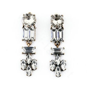 Retro White Crystal Leaves Stud Earrings Gold Plated Women Fashion Jewelry
