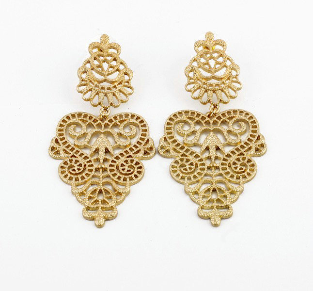 Unique Hollow Alloy Flower Stud Earrings Gold Plated Women Fashion Jewelry