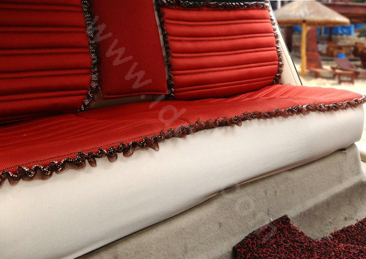 Cartoon Bears Lace Universal Auto Car Seat Covers Cushion Full Set 8pcs - Red