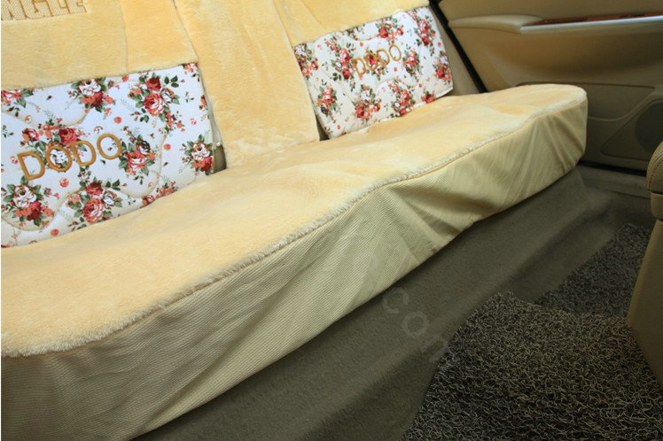 Angel Flower Universal Automobile Car Seat Cover Velvet Cushion 9pcs - Beige