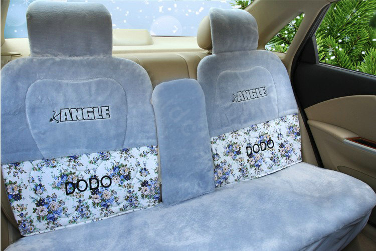 Angel Flower Universal Automobile Car Seat Cover Velvet Cushion 9pcs - Blue
