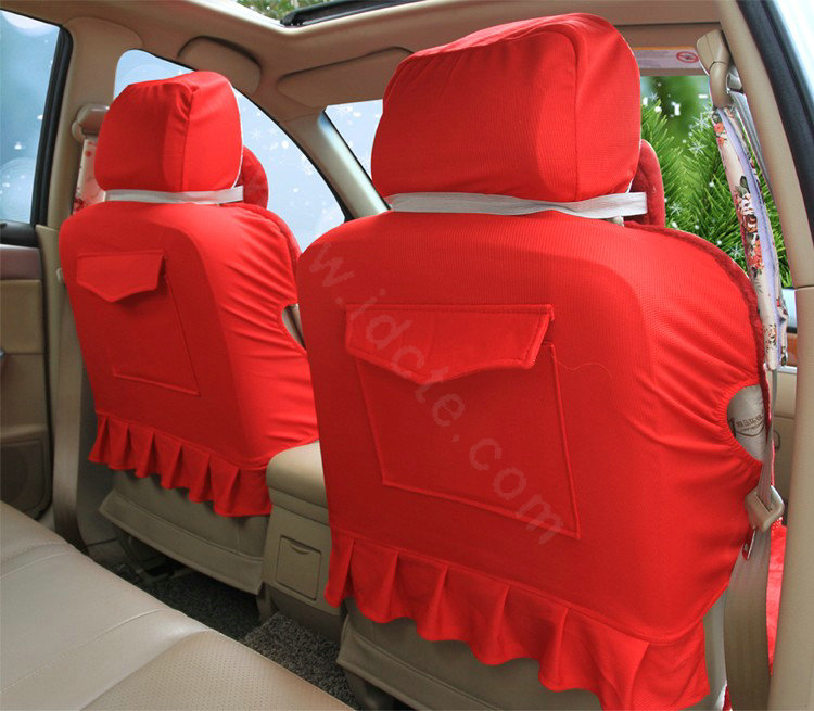 Angel Flower Universal Automobile Car Seat Cover Velvet Cushion 9pcs - Red