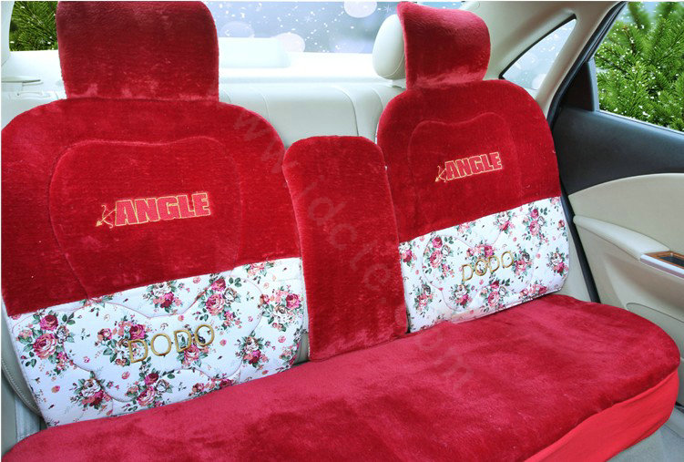 Angel Flower Universal Automobile Car Seat Cover Velvet Cushion 9pcs - Red