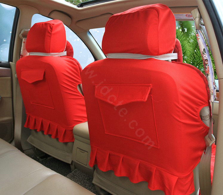 Angel Flower Universal Automobile Car Seat Cover Velvet Cushion 9pcs - Rose